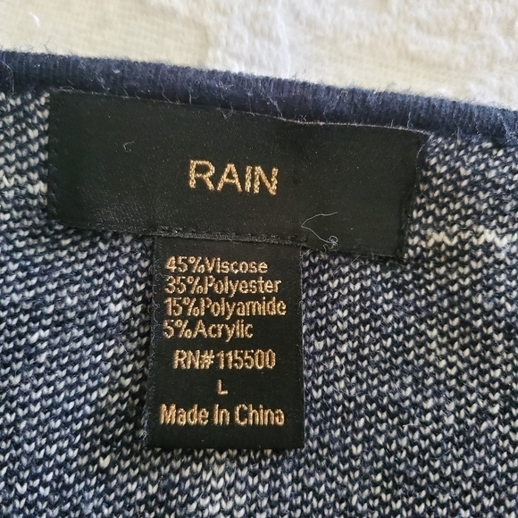 RAIN Navy & White Plaid Open Front Knit Cardigan Size Large - Picture 7 of 10